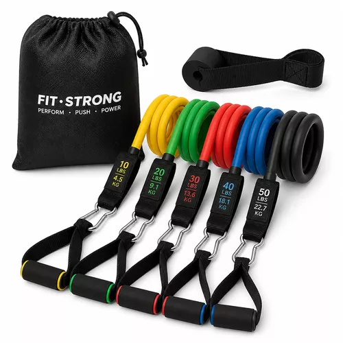GentleStrength Resistance Bands set with door anchor and soft handles