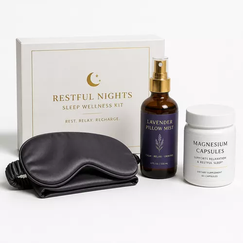 Restful Nights Sleep Wellness Kit including silk eye mask and lavender mist