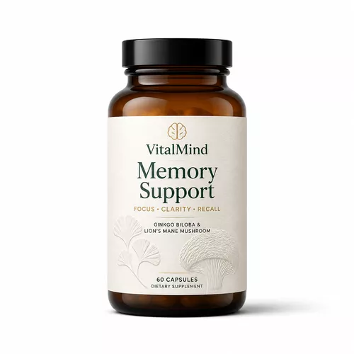 VitalMind Memory Support supplement bottle for cognitive health